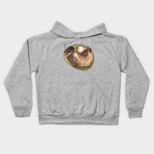 Tabby cat sleep in a leaf Kids Hoodie